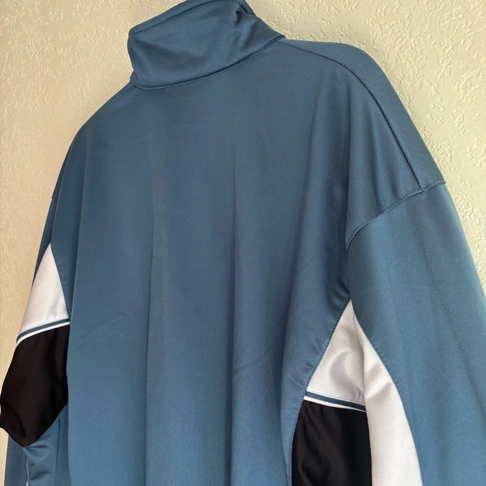 Vintage Reebok Jacket Mens Large White Blue Black Full Zip Pockets Track 90s
